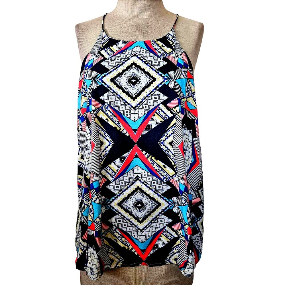 Multicolor Geometric Pattern Tank Top Size Medium